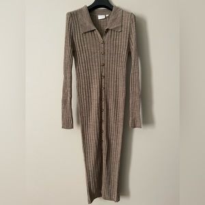 Buttoned Knit Sweater Dress